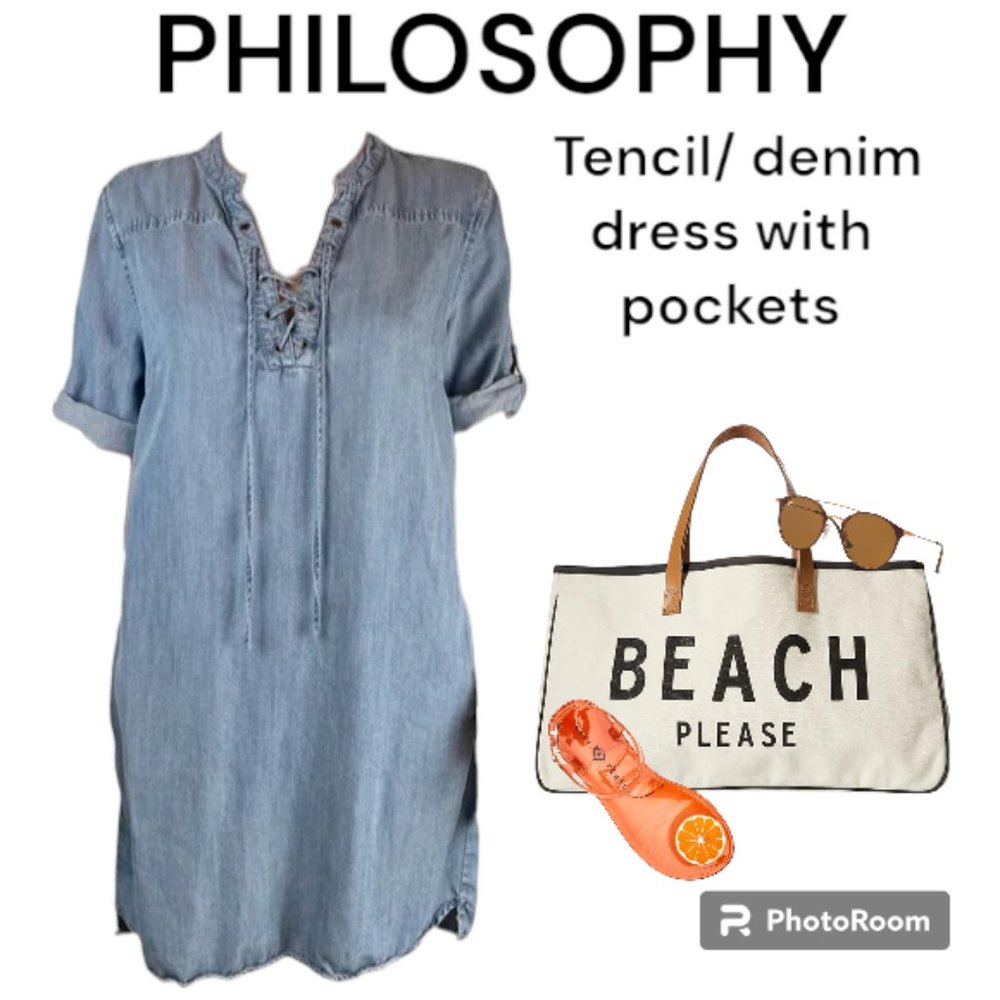 PHILOSOPHY Tencil/ denim dress with pockets - M